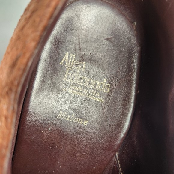 ALLEN EDMUNDS Men's Malone Split Toe Dress Shoe 10 D Brown Suede Made USA Derby - Picture 5 of 10